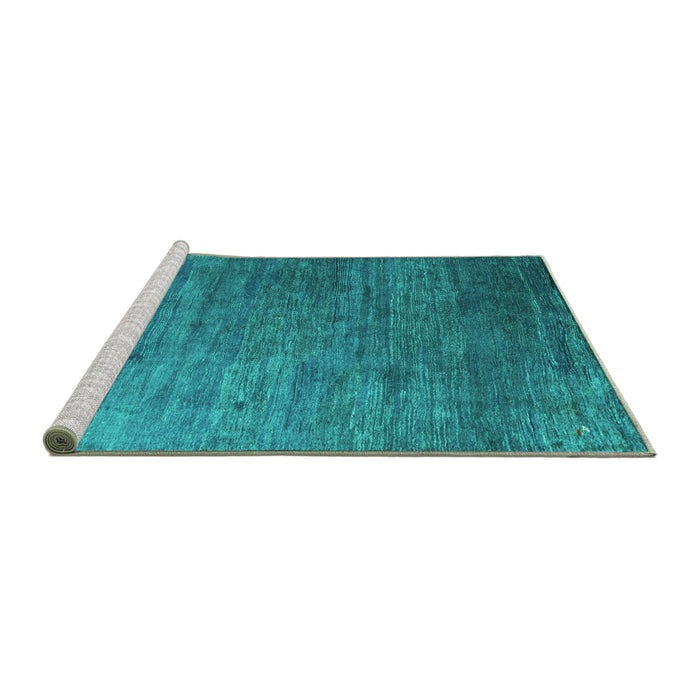 Sideview of Machine Washable Abstract Turquoise Contemporary Area Rugs, wshcon2734turq