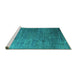 Sideview of Machine Washable Abstract Turquoise Contemporary Area Rugs, wshcon2734turq