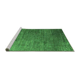Sideview of Machine Washable Abstract Emerald Green Contemporary Area Rugs, wshcon2734emgrn