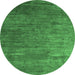 Round Abstract Emerald Green Contemporary Rug, con2734emgrn