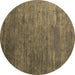 Round Abstract Brown Contemporary Rug, con2734brn