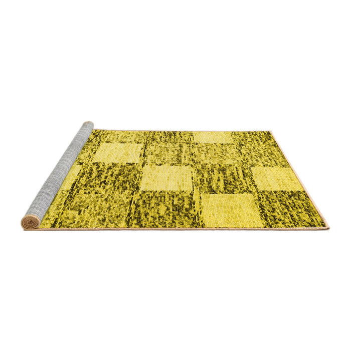 Sideview of Machine Washable Checkered Yellow Modern Rug, wshcon2735yw