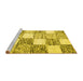 Sideview of Machine Washable Checkered Yellow Modern Rug, wshcon2735yw