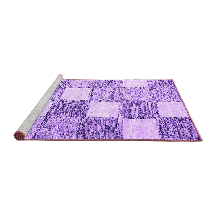 Sideview of Machine Washable Checkered Purple Modern Area Rugs, wshcon2735pur