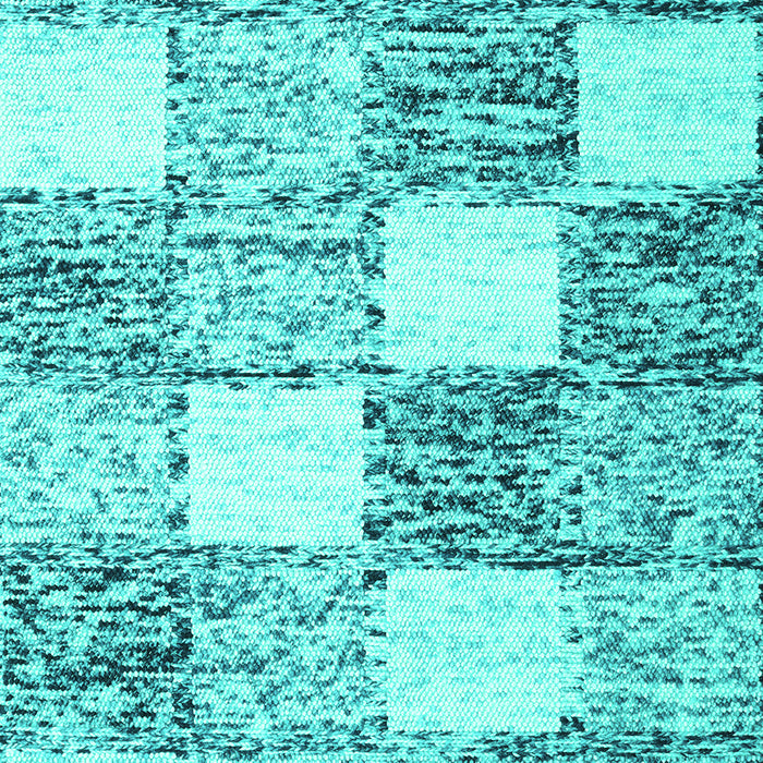 Machine Washable Checkered Turquoise Modern Area Rugs, wshcon2735turq