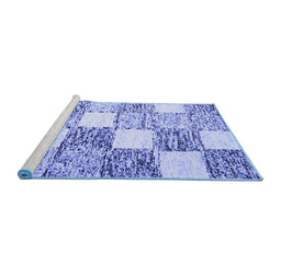 Sideview of Machine Washable Checkered Blue Modern Rug, wshcon2735blu