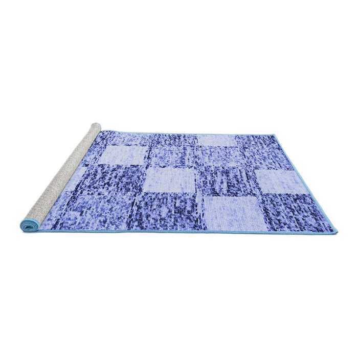 Sideview of Machine Washable Checkered Blue Modern Rug, wshcon2735blu