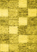 Machine Washable Checkered Yellow Modern Rug, wshcon2735yw