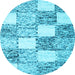 Round Checkered Light Blue Modern Rug, con2735lblu