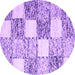 Round Checkered Purple Modern Rug, con2735pur