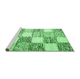 Sideview of Machine Washable Checkered Emerald Green Modern Area Rugs, wshcon2735emgrn