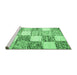 Sideview of Machine Washable Checkered Emerald Green Modern Area Rugs, wshcon2735emgrn