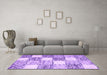 Machine Washable Checkered Purple Modern Area Rugs in a Living Room, wshcon2735pur