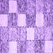Square Machine Washable Checkered Purple Modern Area Rugs, wshcon2735pur