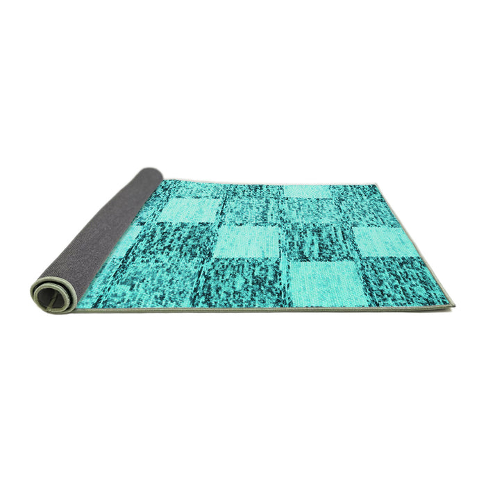 Sideview of Checkered Turquoise Modern Rug, con2735turq