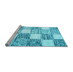 Sideview of Machine Washable Checkered Light Blue Modern Rug, wshcon2735lblu