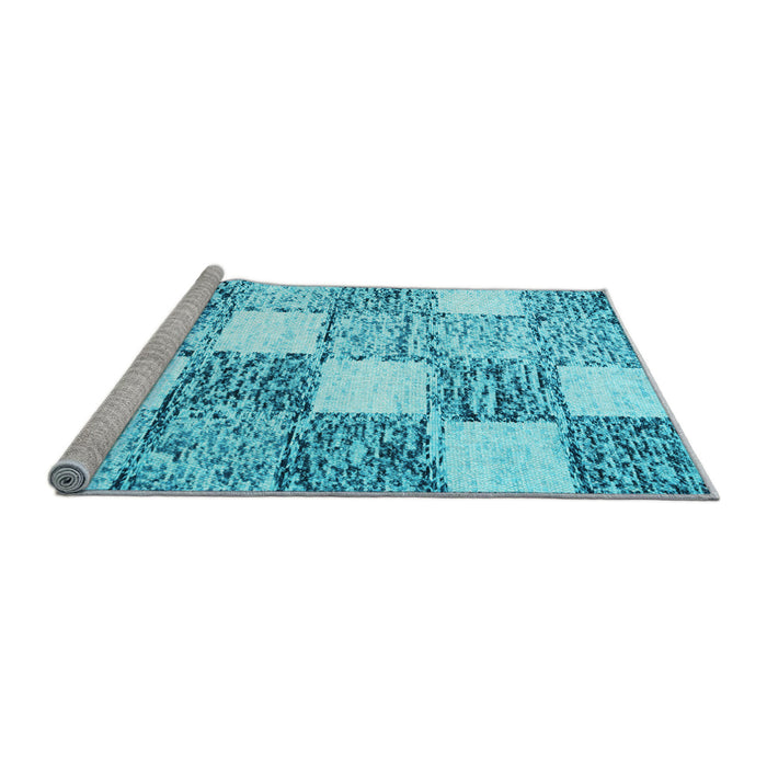 Sideview of Machine Washable Checkered Light Blue Modern Rug, wshcon2735lblu