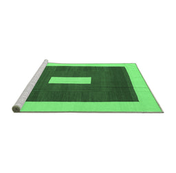 Sideview of Machine Washable Abstract Emerald Green Contemporary Area Rugs, wshcon2736emgrn