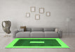 Machine Washable Abstract Green Contemporary Area Rugs in a Living Room,, wshcon2736grn