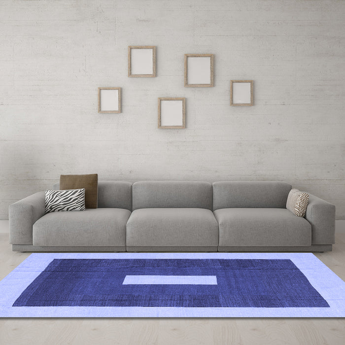 Machine Washable Abstract Blue Contemporary Rug in a Living Room, wshcon2736blu