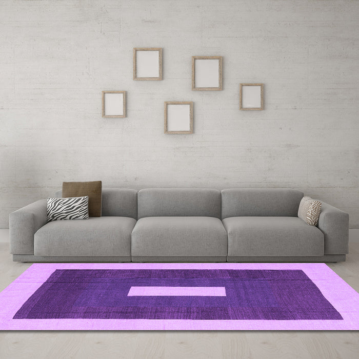 Machine Washable Abstract Purple Contemporary Area Rugs in a Living Room, wshcon2736pur