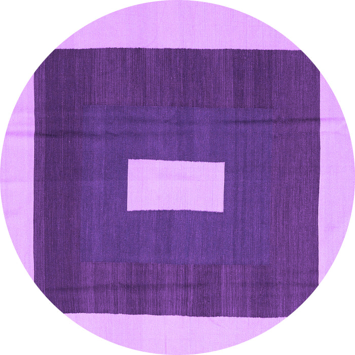 Round Machine Washable Abstract Purple Contemporary Area Rugs, wshcon2736pur