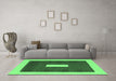 Machine Washable Abstract Emerald Green Contemporary Area Rugs in a Living Room,, wshcon2736emgrn