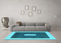 Machine Washable Abstract Light Blue Contemporary Rug, wshcon2736lblu