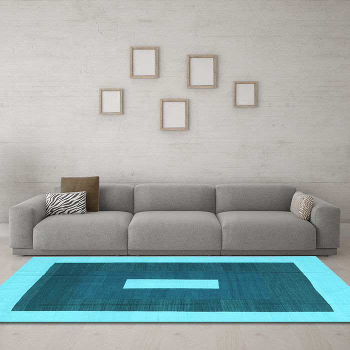 Machine Washable Abstract Light Blue Contemporary Rug in a Living Room, wshcon2736lblu
