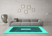 Machine Washable Abstract Turquoise Contemporary Area Rugs in a Living Room,, wshcon2736turq