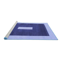 Sideview of Machine Washable Abstract Blue Contemporary Rug, wshcon2736blu