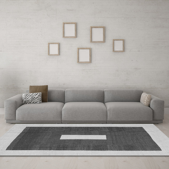 Machine Washable Abstract Gray Contemporary Rug in a Living Room,, wshcon2736gry