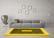 Machine Washable Abstract Yellow Contemporary Rug in a Living Room, wshcon2736yw