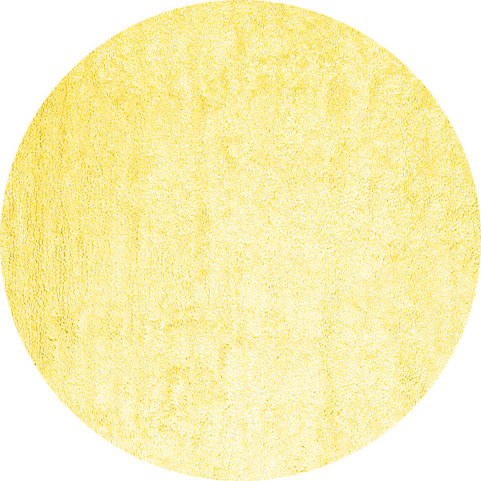 Round Machine Washable Solid Yellow Modern Rug, wshcon2737yw