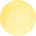 Round Machine Washable Solid Yellow Modern Rug, wshcon2737yw