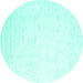 Round Machine Washable Solid Turquoise Modern Area Rugs, wshcon2737turq