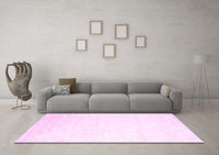 Machine Washable Solid Pink Modern Rug, wshcon2737pnk