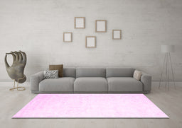 Machine Washable Solid Pink Modern Rug in a Living Room, wshcon2737pnk