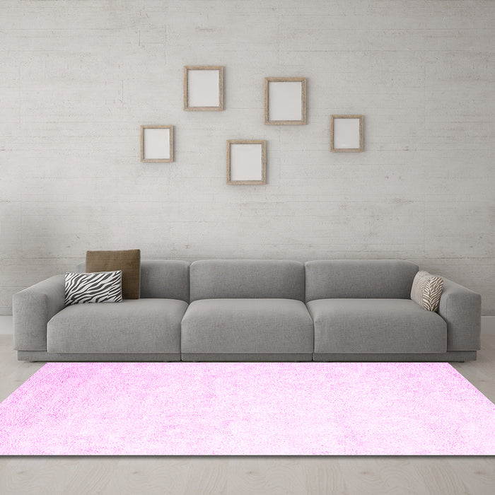 Machine Washable Solid Pink Modern Rug in a Living Room, wshcon2737pnk