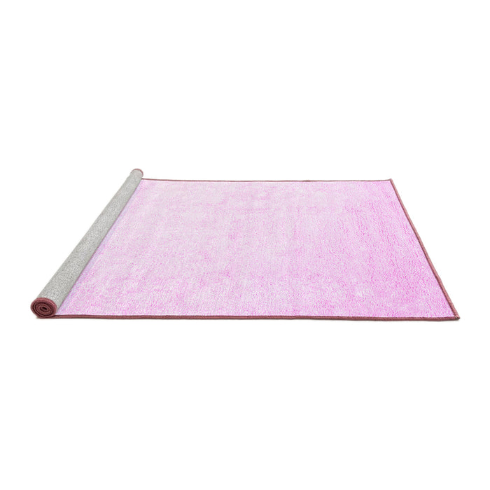 Sideview of Machine Washable Solid Pink Modern Rug, wshcon2737pnk