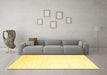 Machine Washable Solid Yellow Modern Rug in a Living Room, wshcon2737yw
