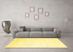 Machine Washable Solid Yellow Modern Rug in a Living Room, wshcon2737yw