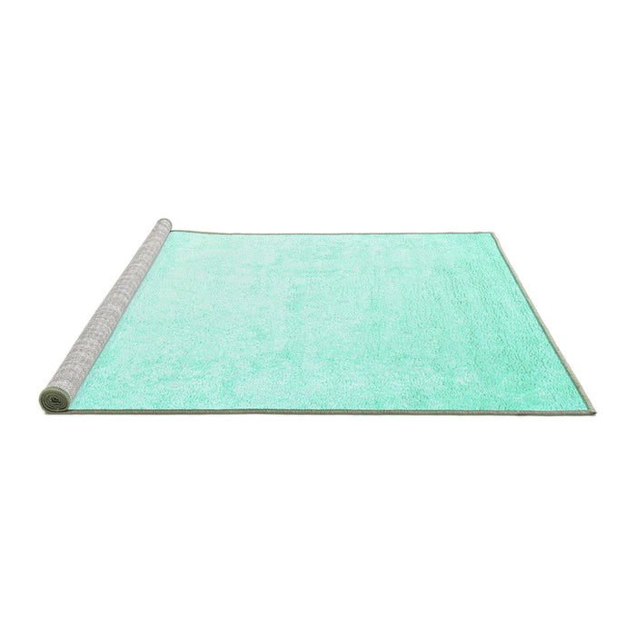 Sideview of Machine Washable Solid Turquoise Modern Area Rugs, wshcon2737turq
