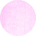 Round Machine Washable Solid Pink Modern Rug, wshcon2737pnk