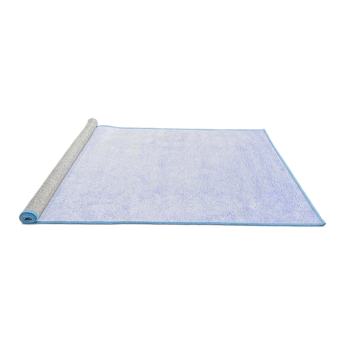 Sideview of Machine Washable Solid Blue Modern Rug, wshcon2737blu