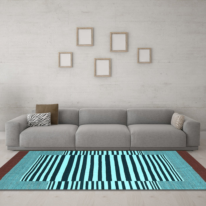 Machine Washable Abstract Light Blue Contemporary Rug in a Living Room, wshcon2738lblu