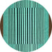 Round Abstract Turquoise Contemporary Rug, con2738turq