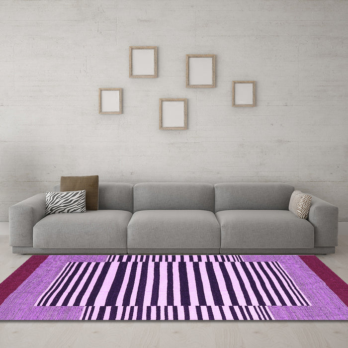 Machine Washable Abstract Purple Contemporary Area Rugs in a Living Room, wshcon2738pur