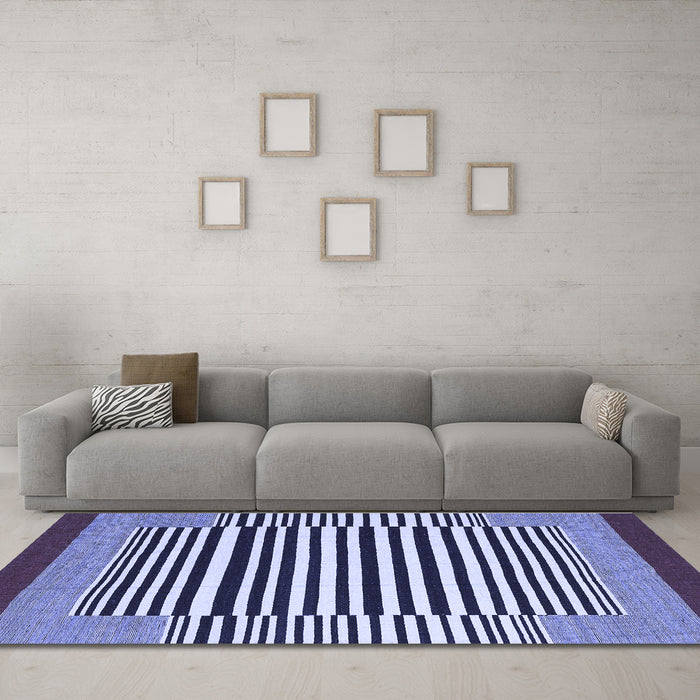 Machine Washable Abstract Blue Contemporary Rug in a Living Room, wshcon2738blu