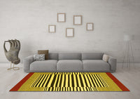 Machine Washable Abstract Yellow Contemporary Rug, wshcon2738yw